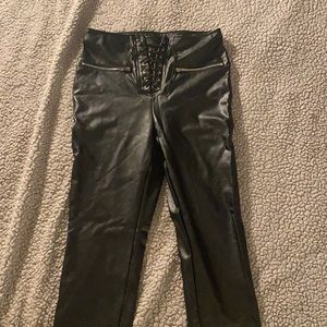 Leather high waisted leggings forever 21